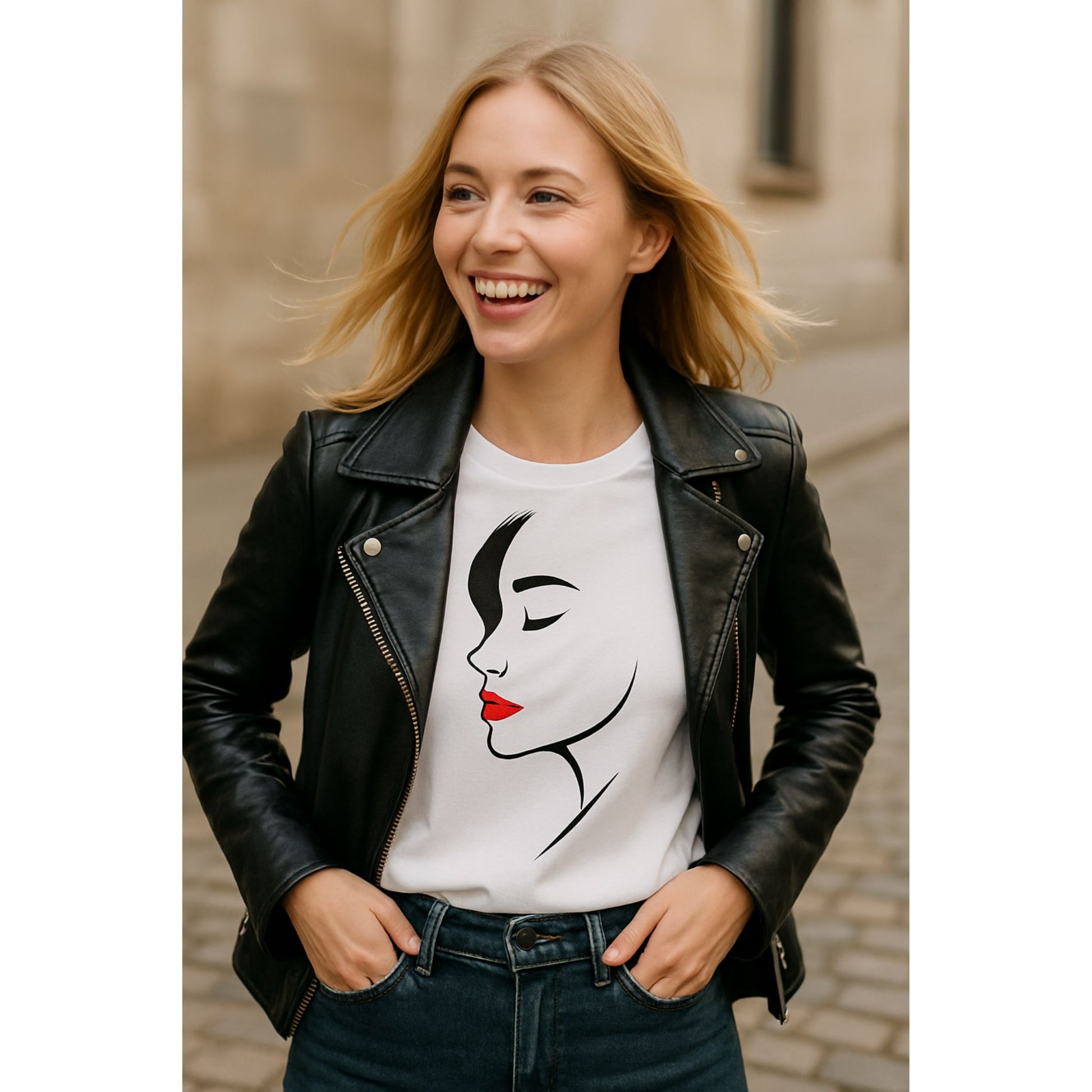 Koszulka Classic Beauty – Profil z Czerwienią