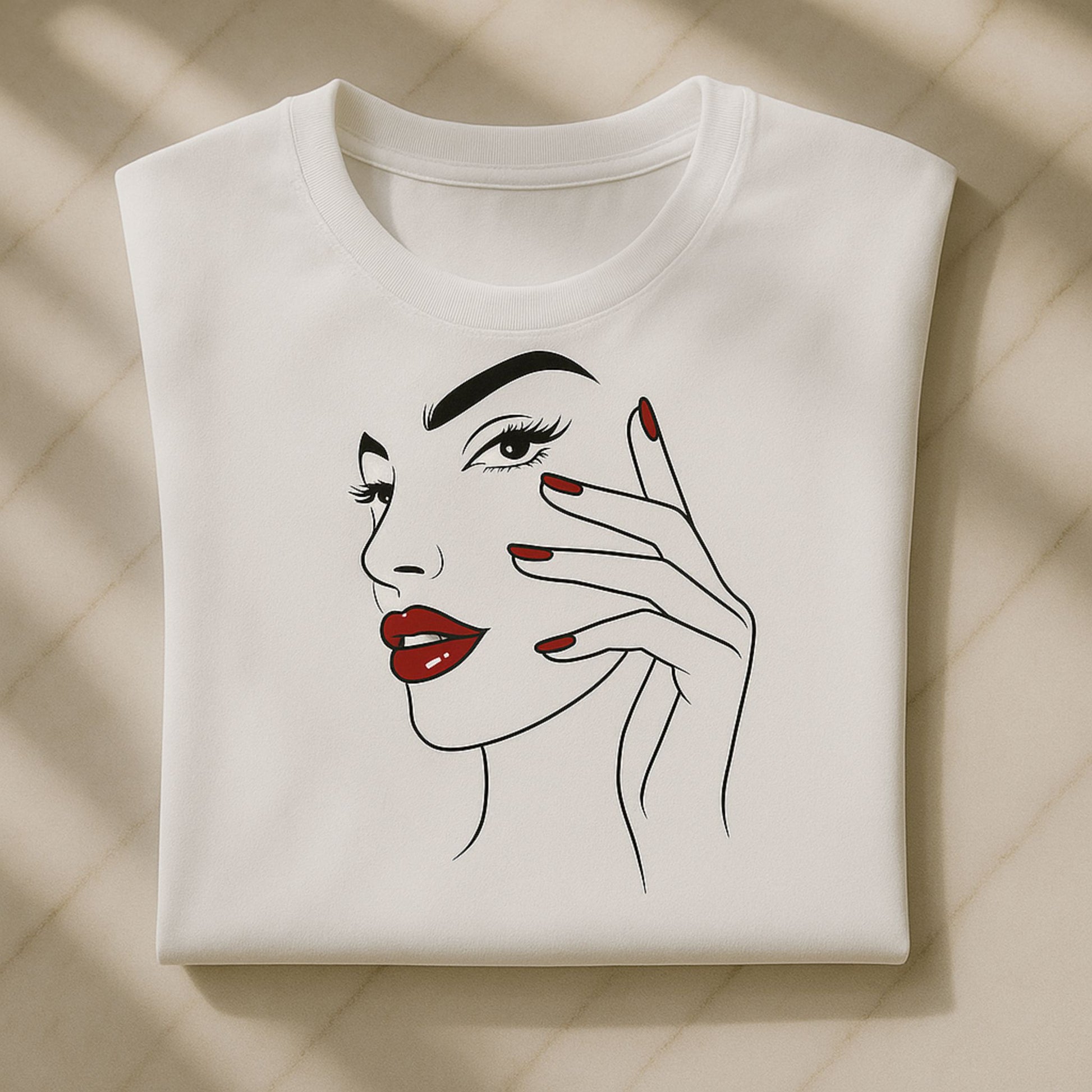 Koszulka Line Art Beauty – Czerwona Klasyka
