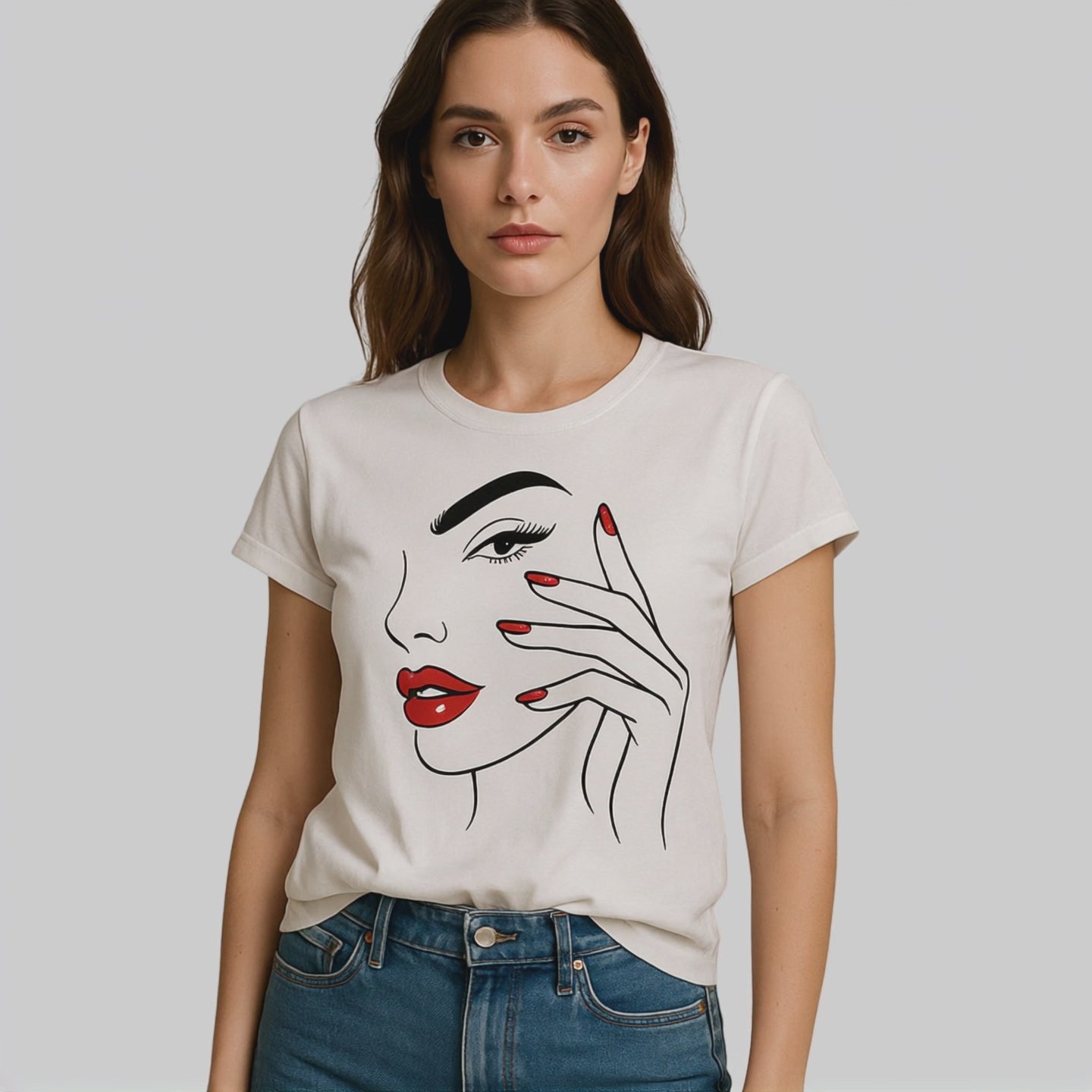 Koszulka Line Art Beauty – Czerwona Klasyka