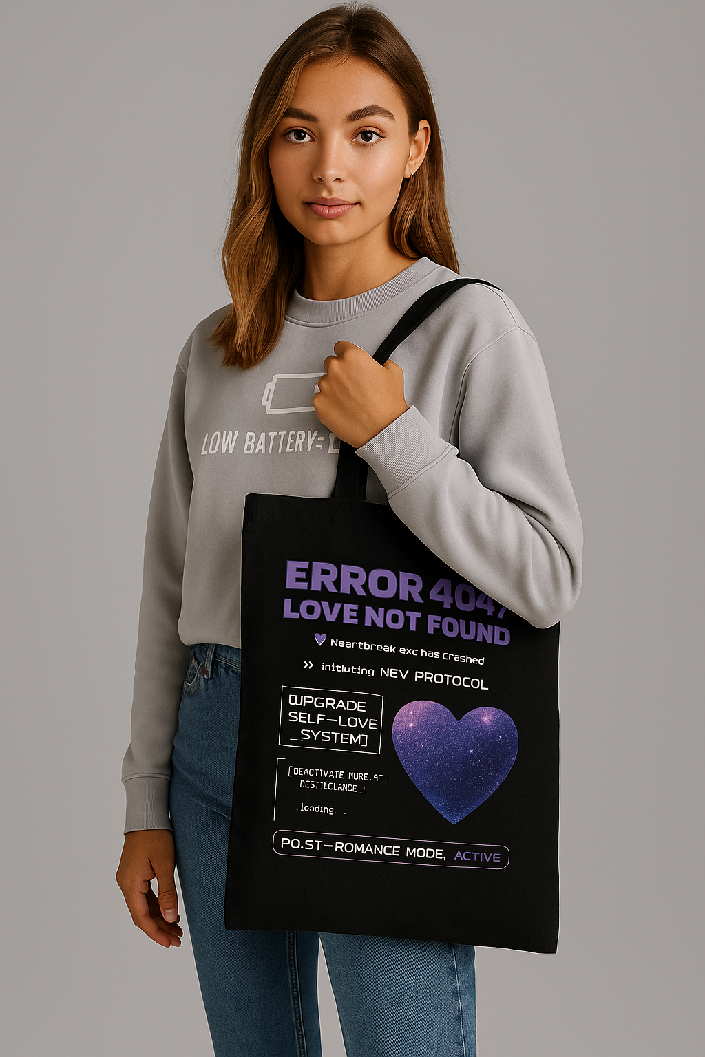 Torba „ERROR 404: LOVE NOT FOUND” – post-romantyczna gotowość na wszystko