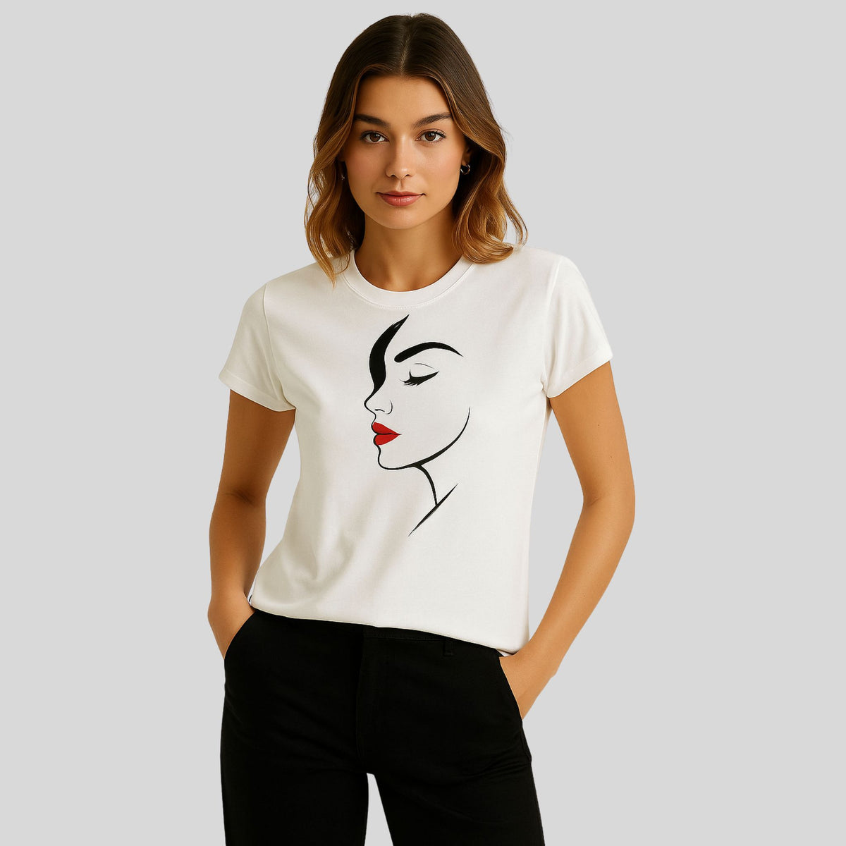 Koszulka Classic Beauty – Profil z Czerwienią