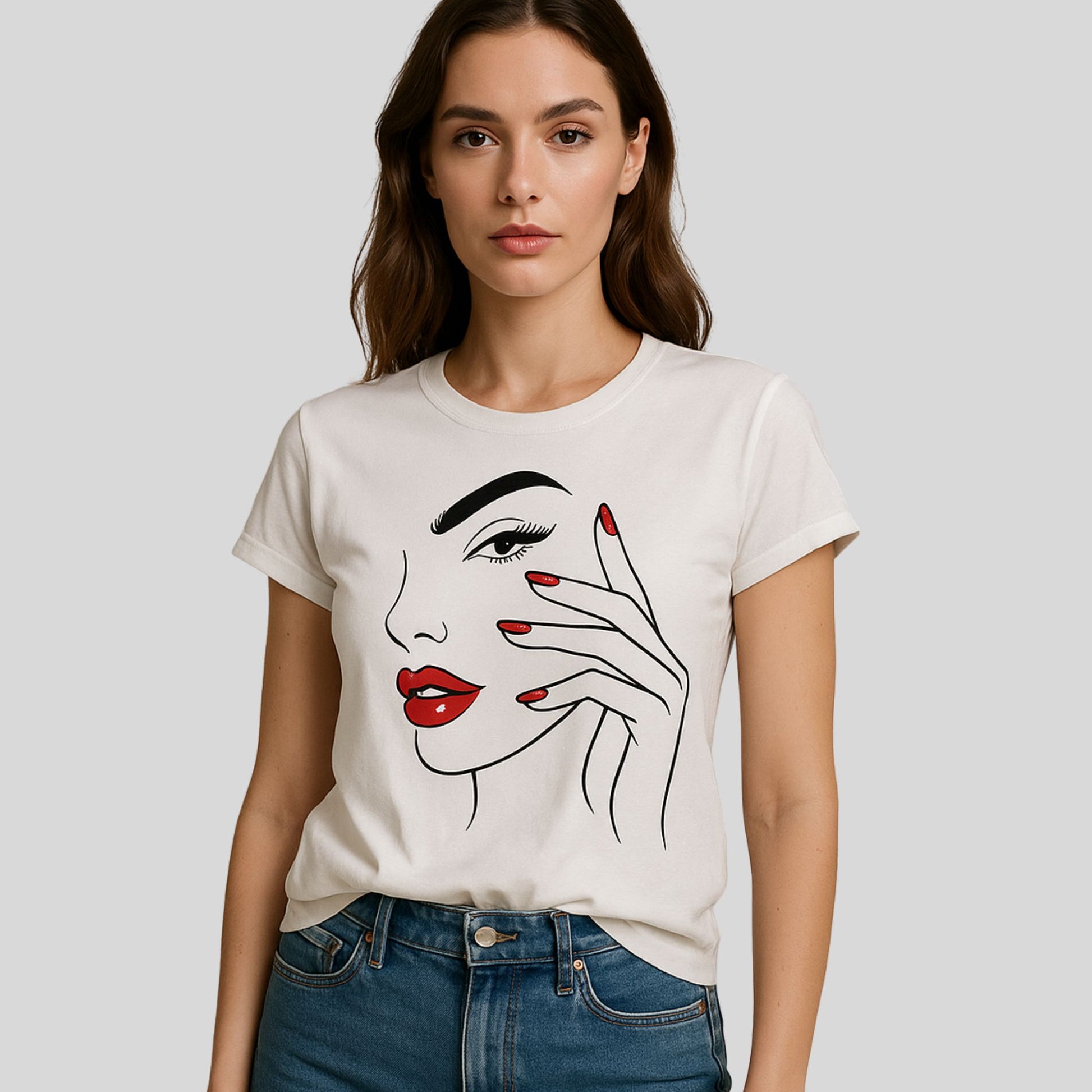 Koszulka Line Art Beauty – Czerwona Klasyka