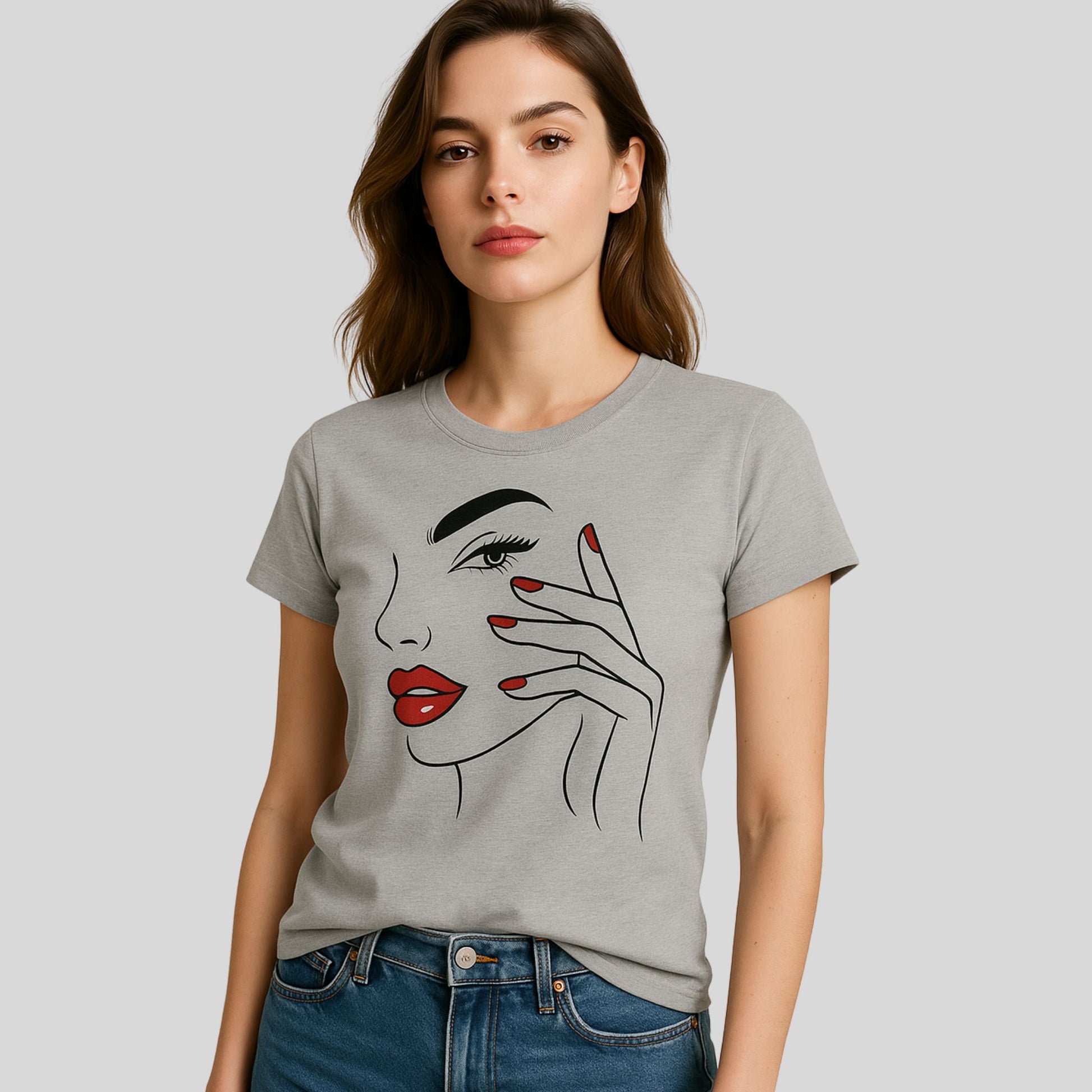 Koszulka Line Art Beauty – Czerwona Klasyka
