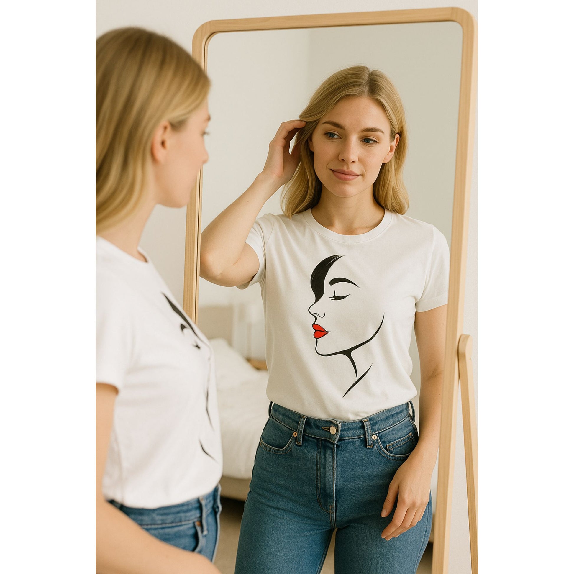 Koszulka Classic Beauty – Profil z Czerwienią