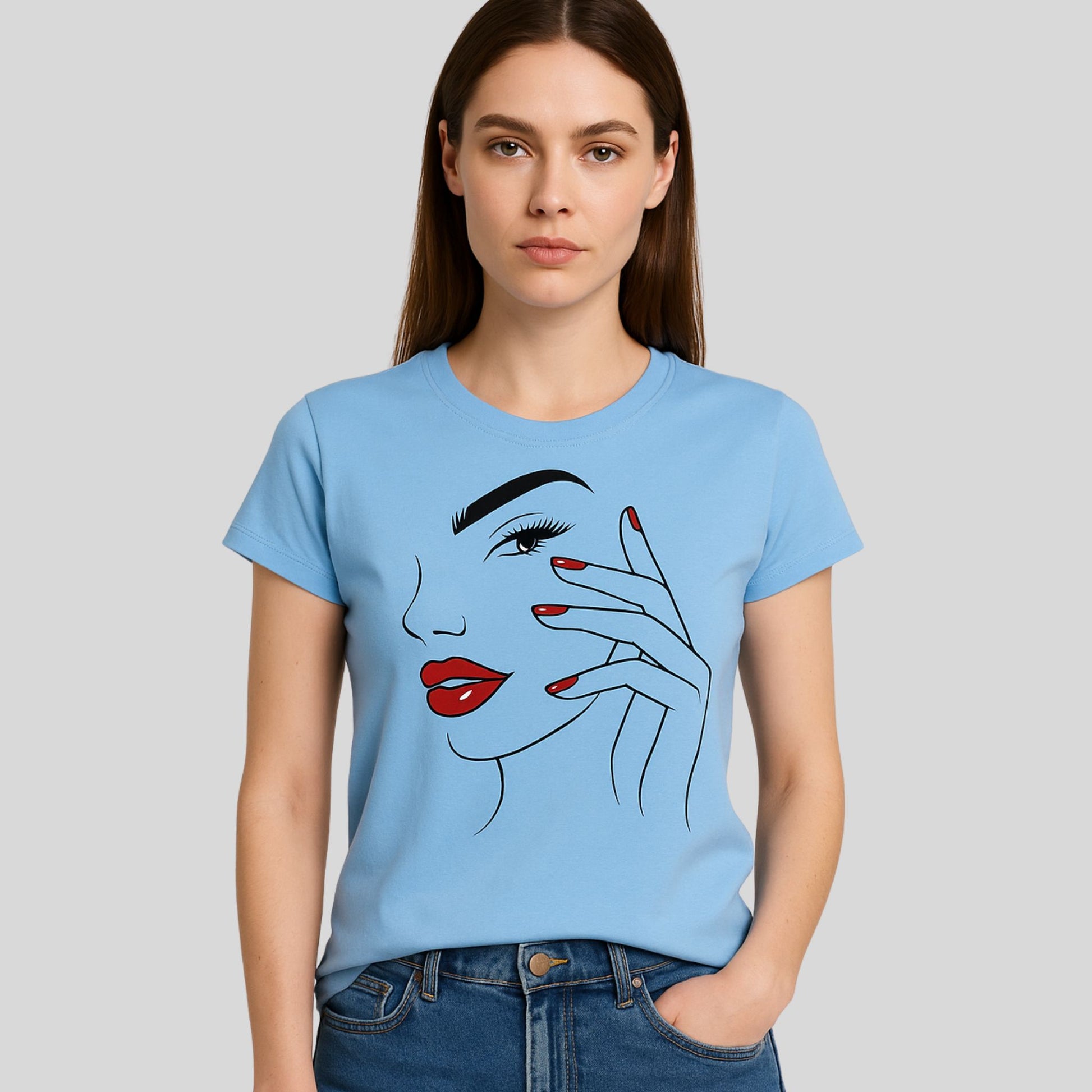 Koszulka Line Art Beauty – Czerwona Klasyka
