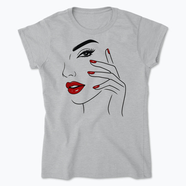 Koszulka Line Art Beauty – Czerwona Klasyka