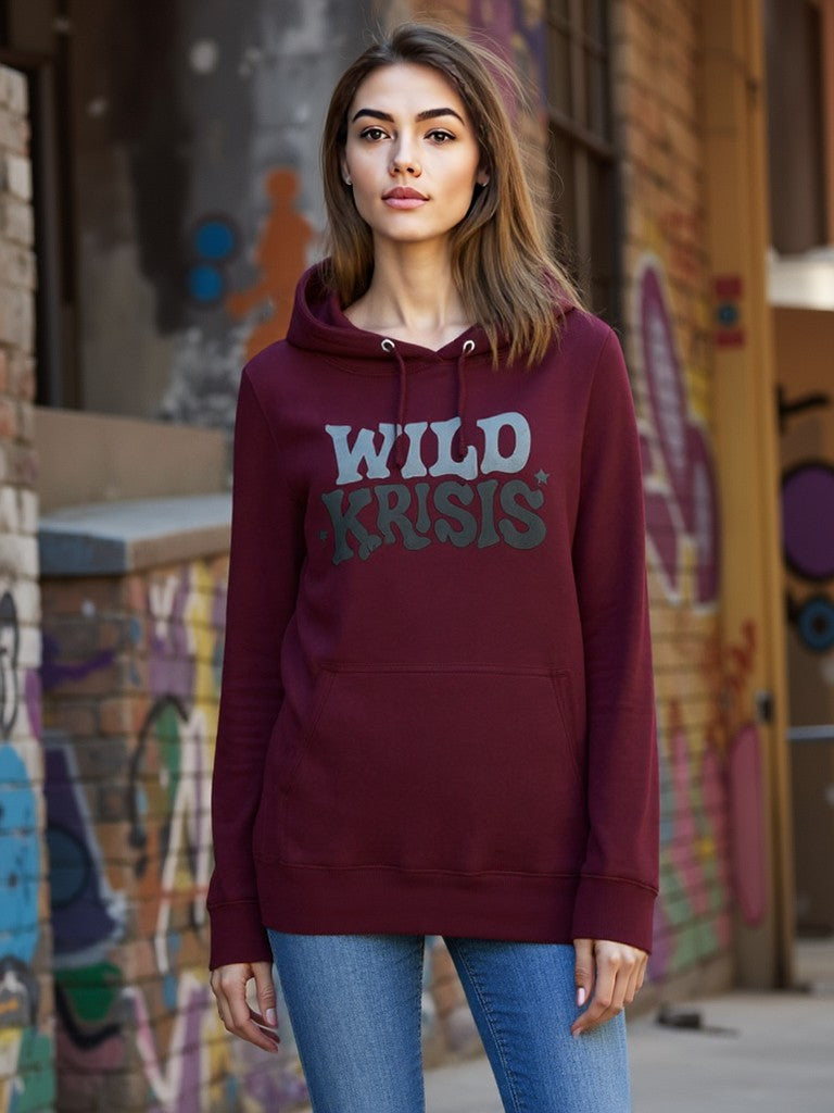 Bordowa Bluza Damska z kapturem Wild Krisis