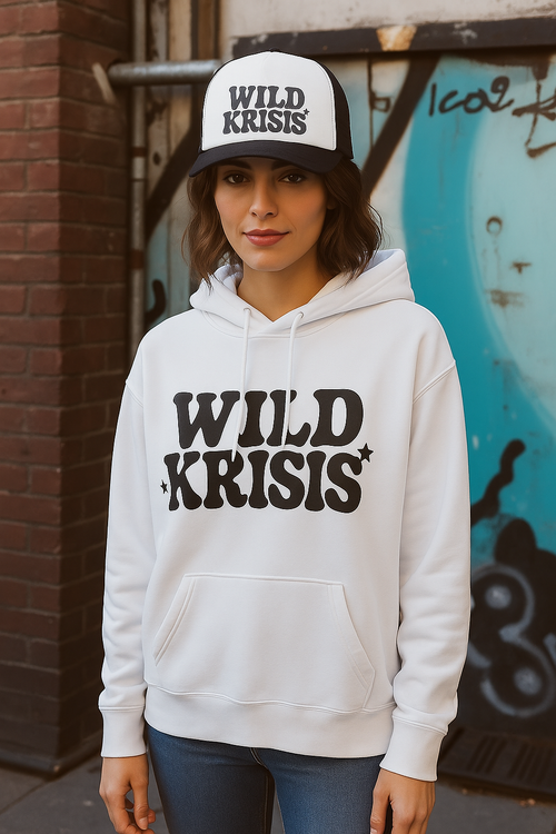 Biała Bluza Damska z kapturem Wild Krisis