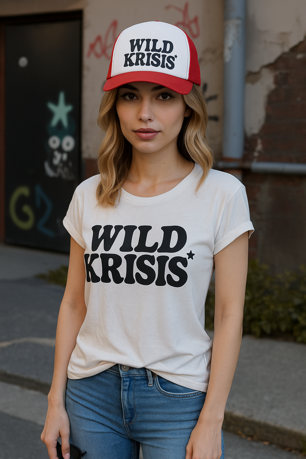 Czapka Czerwona Trucker z daszkiem